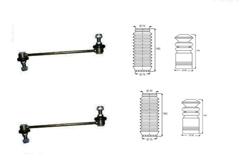 Kit 2 Bieletas Barra Estabiliz Del+ Fuelle Tope Tras Orion