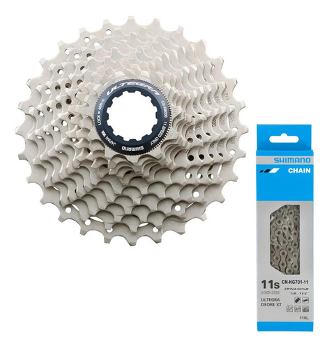 Kit Cassete Shimano Cs-r8000 + Corrente Shimano Ultegra 11v Cor Prateado Quantidade máxima de dentes 28 Quantidade mínima de dentes 11