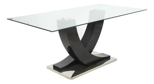 Mesa De Comedor Base Central Duna Vidrio 160x90cm Importada