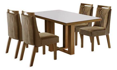 Conjunto Jantar Mesa Lottus Mdf E 4 Cadeiras Dallas Shopkasa