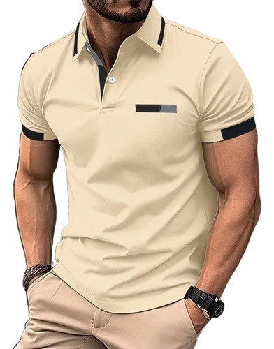 Hombre Casual Polo Con Solapa Botón De Negocios Camiseta