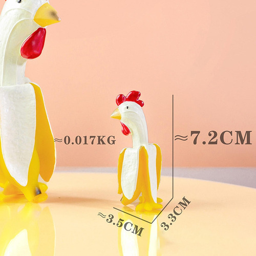 Figuritas De Resina De Gallo 3.7x4x7.15cm Blanco Amarillo