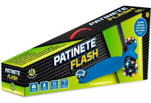 Patinete Flash Azul 3 Rodas Com Luzes Led Dtc 3962