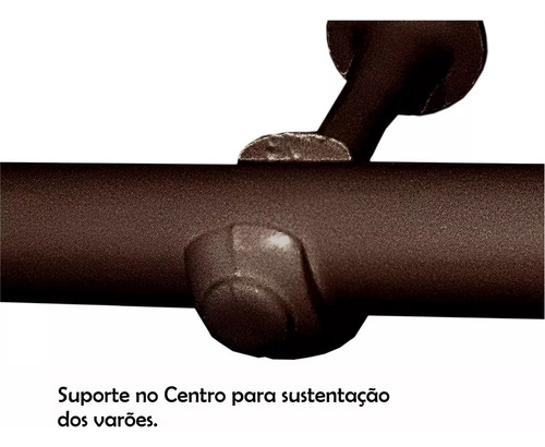 Conjunto Varão Completo Cortina 19mm 2m Pronto Para Instalar