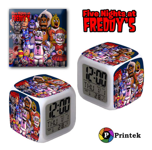 Reloj Despertador Iluminado Five Nights At Freddy - Printek