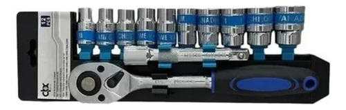 Kit 12 Chaves De Catraca Soquete Sextavado 1/2 Com 12 Peças