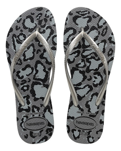 Imagen 1 de 6 de Ojotas Havaianas Slim Animals Cinca Acero Plata Mujer