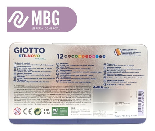 Imagen 3 de 6 de Lapices De Color Giotto Stilnovo Acuarelables 3.3mm Lata X12