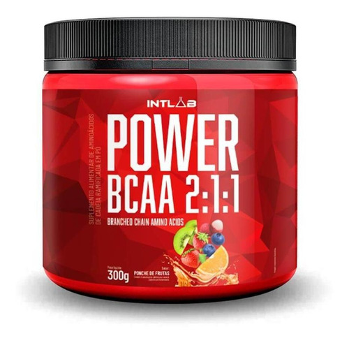 Power Bcaa Em Pó 300g Intlab Sabor Ponche De Frutas