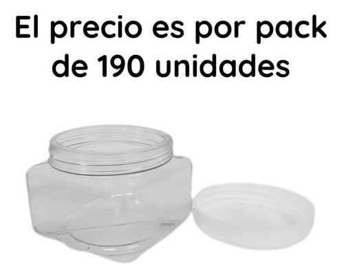 Imagen 5 de 10 de Potes Plasticos 200 Cc Cuadrado Cristal Pvc X 190 Un.
