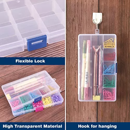  SGHUO Caja organizadora de joyas, paquete de 6 cajas de  almacenamiento de 15 rejillas con divisores extraíbles para arte y  manualidades, 2 colores : Arte y Manualidades