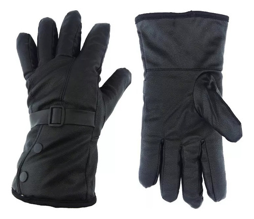 Guantes Para Moto De Cuero Para El Frio Con Correa Ajustable