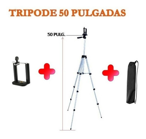 Trípode De Aluminio 50 PuLG. + Base Celular + Bulto