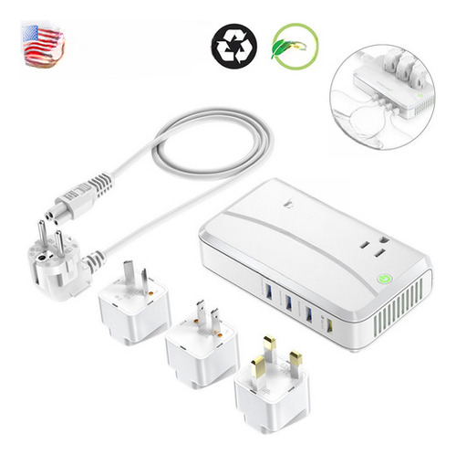 4 Usb Uk/us/au Universal Viajes Adaptador Plug Doble Convert