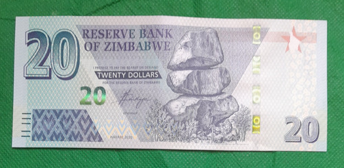  Billete De Zimbawe De 20  Dolares, Estado Unc