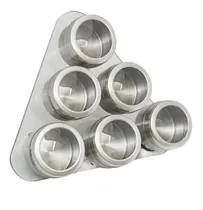 Comprar Set X6 Especieros Condimenteros Imantados Soporte Triangular Color Plateado