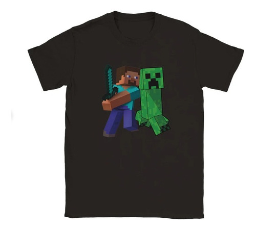 Polera Unisex Infantil Minecraft Game Espada Estampado