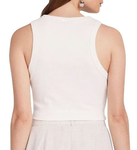 Regata Hering Top Cropped Feminina Básica Ribana Canelada