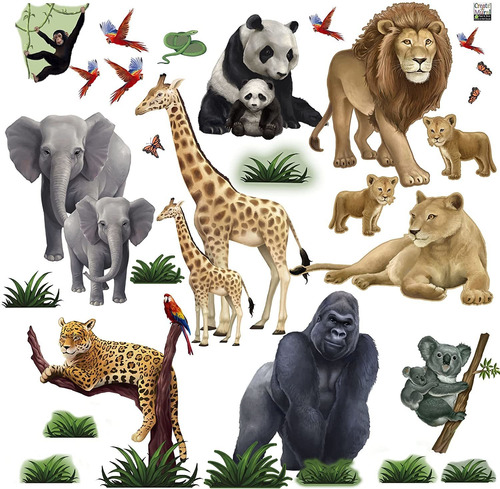 Pequeños Adhesivos De Pared De Animales De Safari - (30) Peg