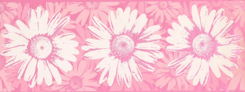 4 Cenefas Para Pared De Bstracto Rosa Flores Blancas Mod. 17