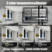 Comprar Janboe - Clóset De Espejo Led Iluminado De 24 X 28 Pulgadas Para Baño, Gabinete De Medicina De Acero Inoxidable Montado En La Pared Con Interruptores De Doble Tacto Para Cambio De Clor, Atenuador Y