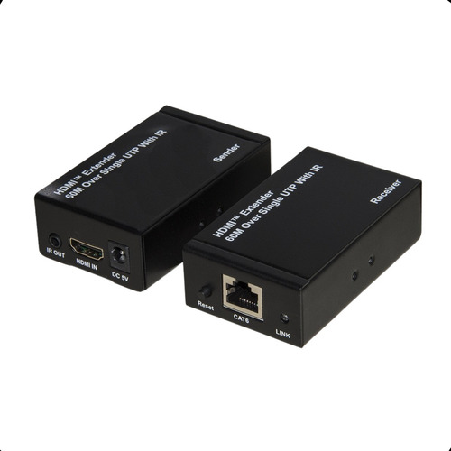 Extensor Hdmi 60m Rj45 Cat5 Cat6 1080p + 2fonte Bivolt