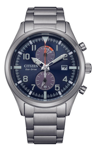 Reloj Citizen Ca702881l Hombre Cronógrafo Y Fechador Color de la malla Plateado Color del bisel Gris Color del fondo Azul