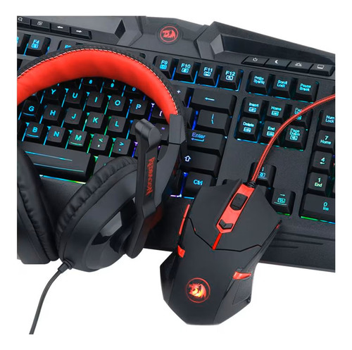 Kit Gamer Redragon Teclado + Ráton M601 + Headset + Mousepad Negro Negro