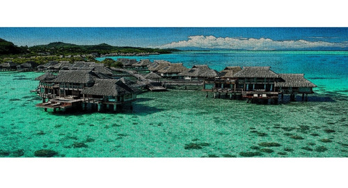 Poster Arte Panorâmica 40x100cm Paisagem Decorar Bora Bora