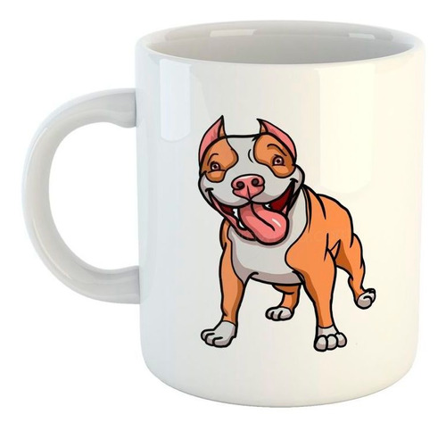 Taza De Ceramica Pitbull Feliz Dibujo