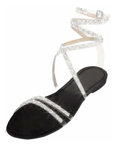 Sisit Glitter Gladiator Sandals For Dama Crisscross Flat