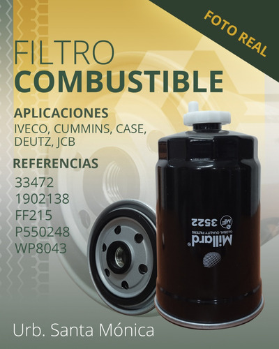 Filtro Combustible Mf3522 33472 1902138 Ff215 P550248 Wp8043