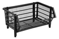 Comprar 2 Cestos Médios Plásticos Empilhaveis Preto no Mercado Livre