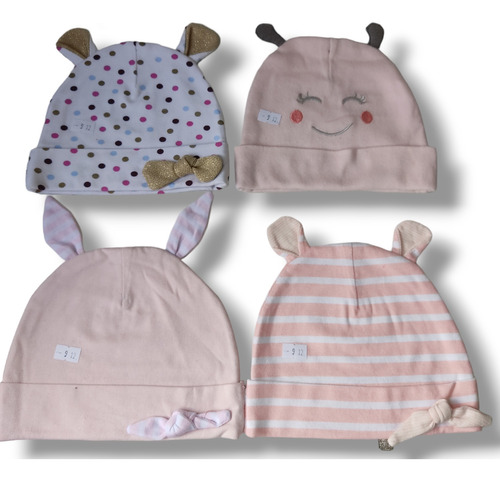 Set De 4 Gorros Suaves, Para Niña Bebé 9 Meses