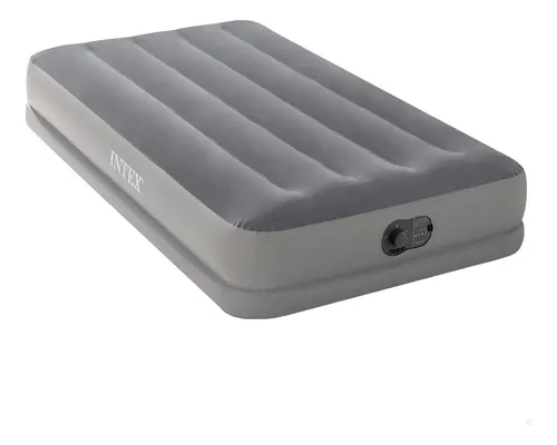 comprar Colchão Inflável Intex Solteiro Dura Beam Fibertech Bomba Usb Cor Cinza