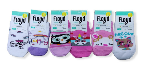 Soquetes Floyd  Dibujos Estampadas Infantiles Bebe Pack X 3