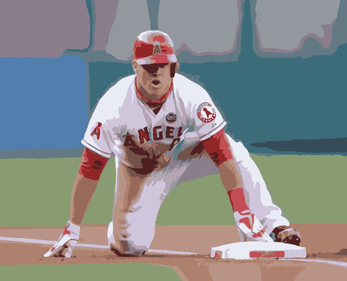 Canvas Mike Trout Anaheim Angels Beisbol 60 X 50 Cms