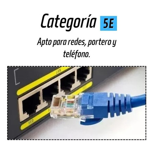 Cable Red Utp Rj45 20 Mts Metros Categoria 5
