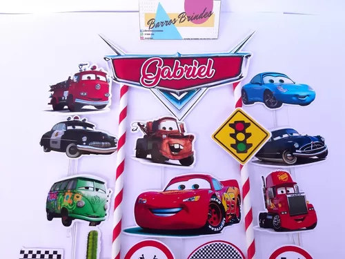 Topo Topper de bolo Personalizado com nome e idade Carros Mcqueen