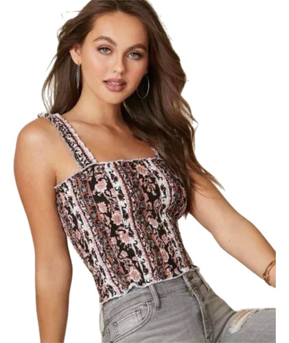 Guess Blusa Dama Estilo Junee Smocked Crop Tank Q0y00r9470