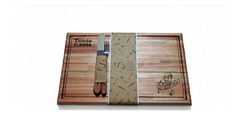 Set Tabla Para Asado + Cubiertos + Grabado Personalizado!