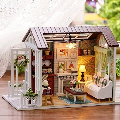 Kisoy Casa De Muñecas Romantica Y Linda Miniatura Kit De C