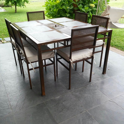 Comedor 8 Personas Fierro Con Brasero Muebles Y Terrazas