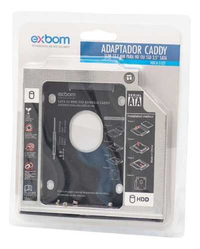 Adaptador Caddy 12,7mm Hd Ssd Sata Case Gaveta Dvd Notebook (Recondicionado)