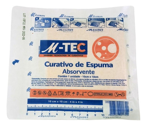 Curativo De Espuma Absorvente Com Silicone Missner 10x10cm