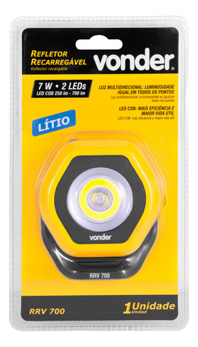 Refletor Recarregável Led 4 Níveis P/ Reparos E Manutenção Amarelo Branco-frio