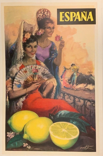 España Vestidos - Afiche De Turismo 1950 - Lámina 45x30 Cm.