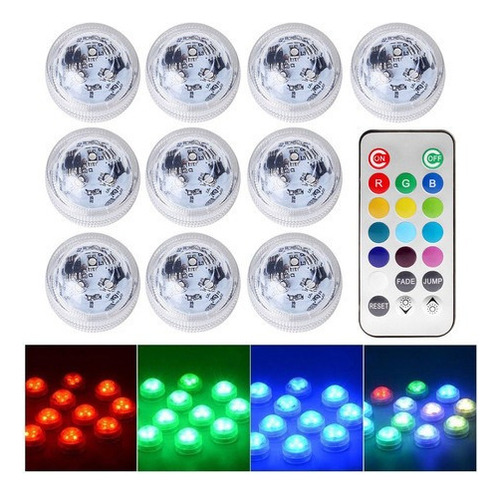 10pcs - Luces De Piscina Led Impermeables Con Control Remoto