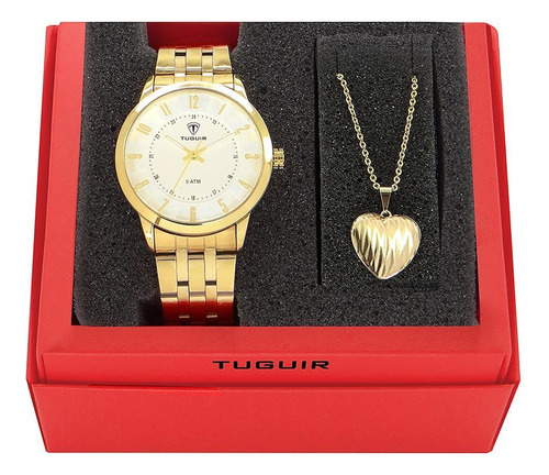 Kit Relógio Feminino Tuguir Analógico W2122 - Dourado