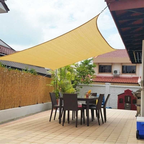 Imagen 4 de 6 de Toldo Vela Sombra Rectangular 3.5 X 5.0 Mts Beige